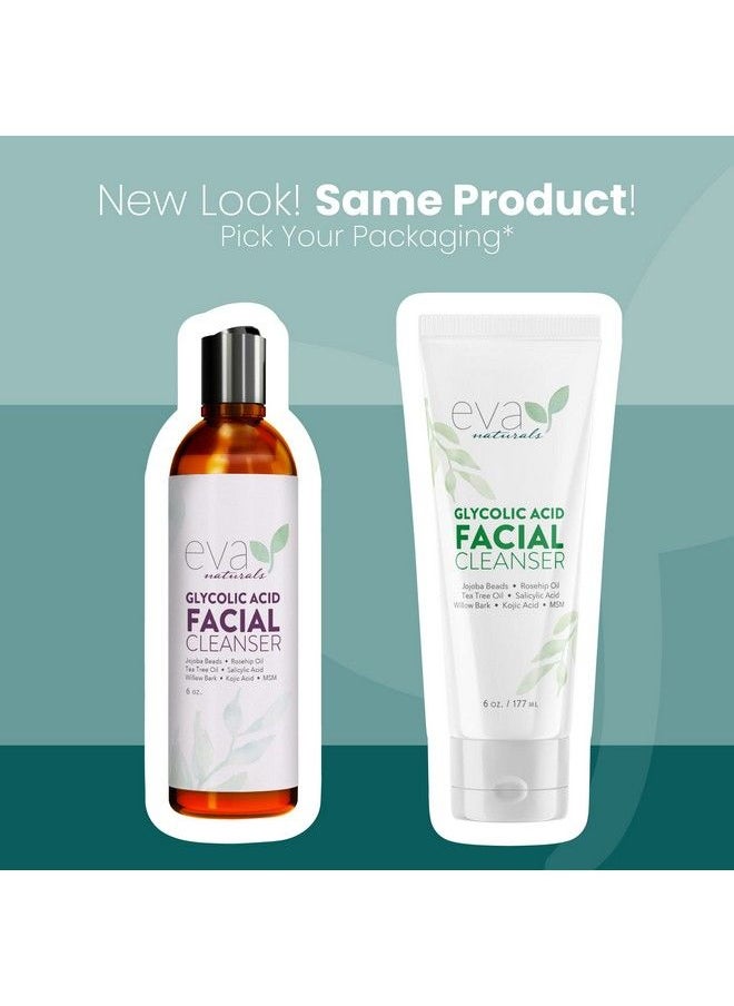 Eva Naturals غسول الوجه بحمض الجليكوليك منظف حمض الجليكوليك للوجه غسول حمض الجليكوليك غسول الوجه بحمض الجليكوليك منظف جليكوليك للوجه للتجاعيد والخطوط الدقيقة وفرط التصبغ والرؤوس السوداء وحب الشباب (6 أونصة سائلة)  - Image 3