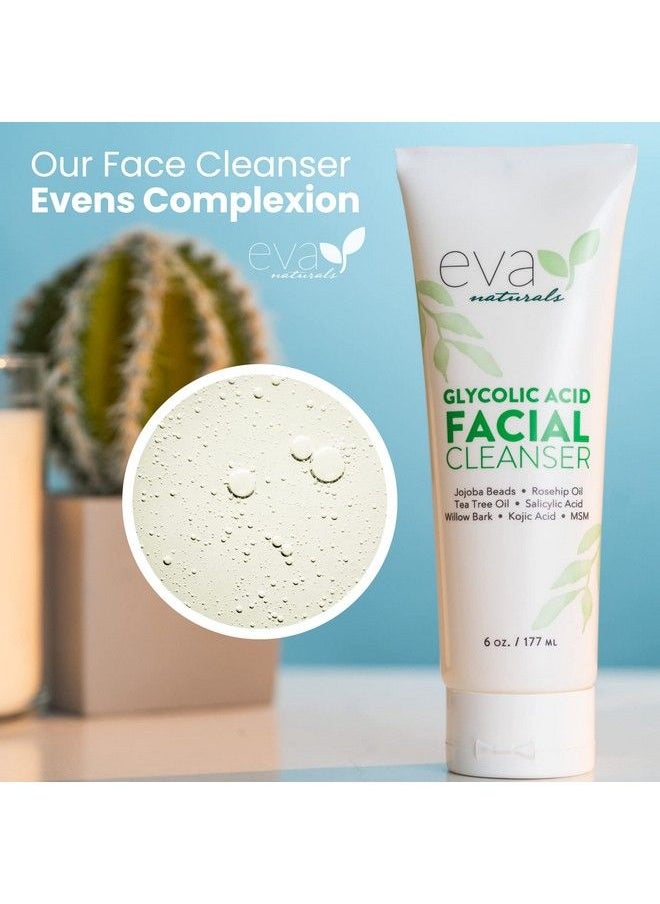Eva Naturals غسول الوجه بحمض الجليكوليك منظف حمض الجليكوليك للوجه غسول حمض الجليكوليك غسول الوجه بحمض الجليكوليك منظف جليكوليك للوجه للتجاعيد والخطوط الدقيقة وفرط التصبغ والرؤوس السوداء وحب الشباب (6 أونصة سائلة)  - Image 5