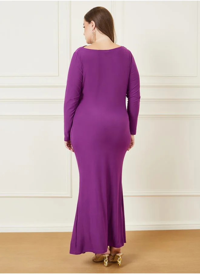 Styli Gathered Detail Shift Maxi Dress