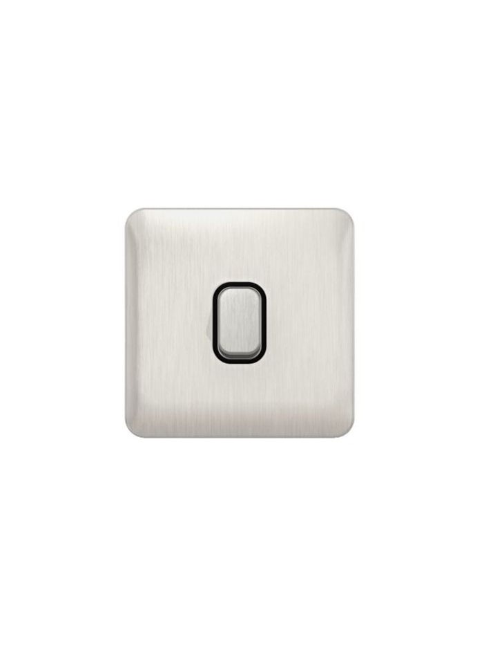 Schneider Electric Schneider Electric GGBL1012RBSSS Lisse Retractive Switch 1 Gang 2 Way 10A Stainless Steel with Black Interior  - Image 1