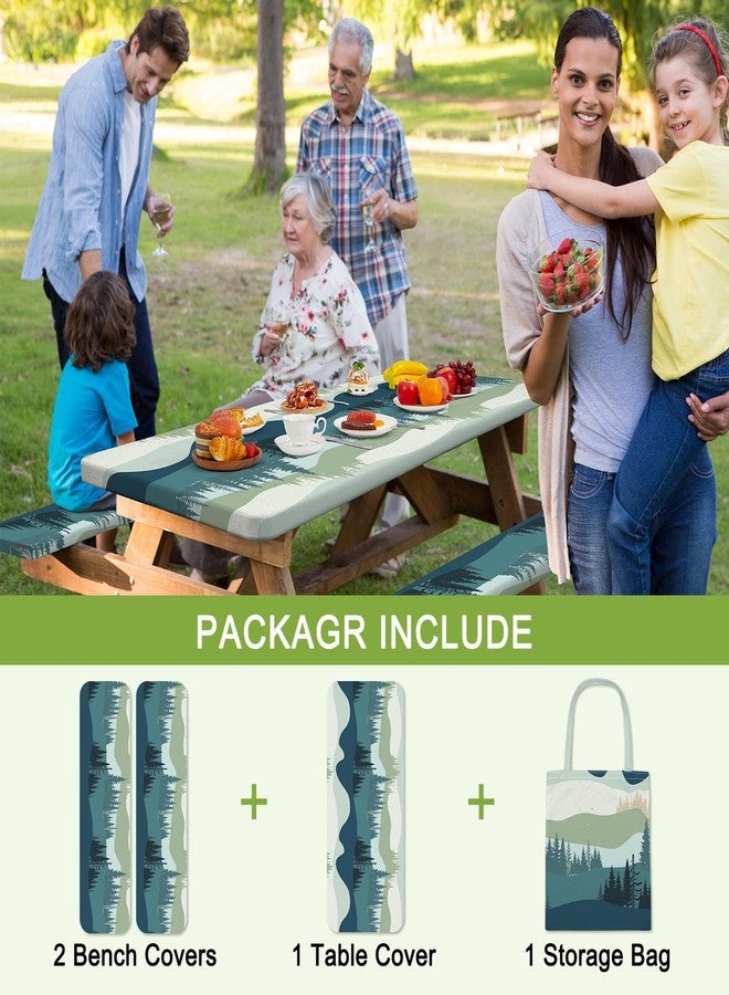 pickyNproud Picnic Table Cover with Bench Covers Camping Tablecloth with Storage Bag Windproof Waterproof Picnic Table Covers with Elastic for Camping - Image 4