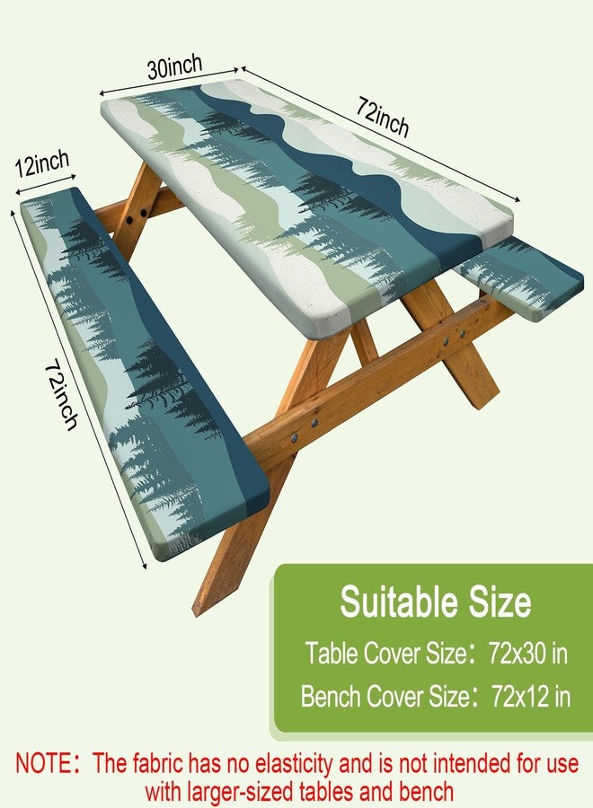 pickyNproud Picnic Table Cover with Bench Covers Camping Tablecloth with Storage Bag Windproof Waterproof Picnic Table Covers with Elastic for Camping - Image 5