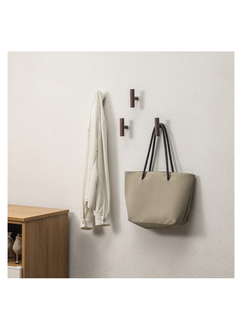 SYOSI 4Pack Walnut Coat Hooks, Wall Mounted Pegs Wooden Organizer Hangers Vintage Single Hooks Natural Wood Hangers Rustic Wall Pegs Minimalist Hook Design for Hanging Hat, Towel, Bag, Rope - Image 4
