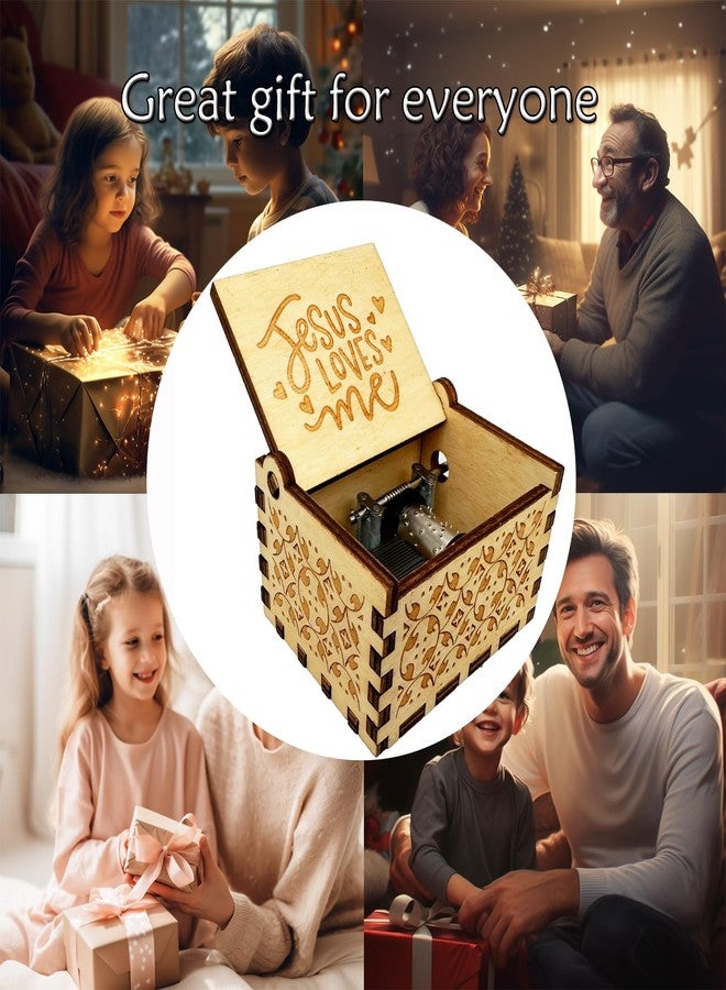يوتانج صندوق موسيقي خشبي من يوتانغ، عليه عبارة "يسوع يحبني"، هدية موسيقية للمسيحيين، مناسبة لأعياد الميلاد، عيد الأم، عيد الأب (محفور عليه عبارة "يسوع يحبني"). - Image 4