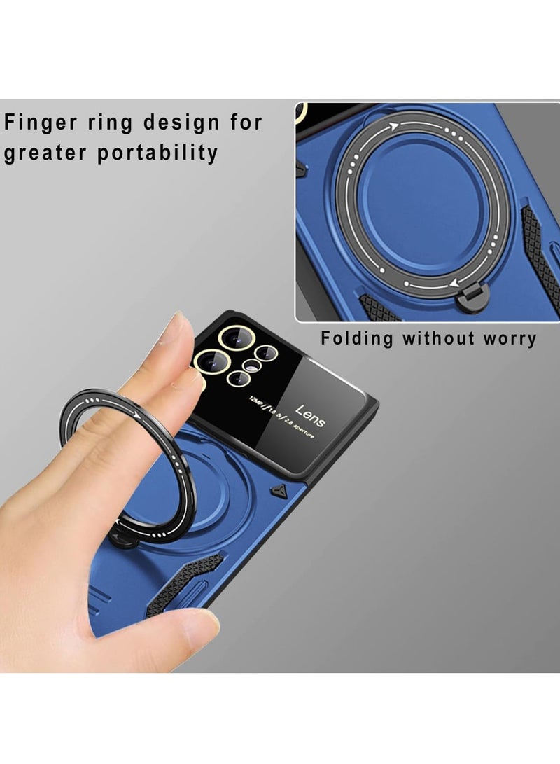 Mmmon Compatible With For Samsung Galaxy S24 Ultra Case with 360° Rotatable Magnetic Ring Stand,Large Window Design Compatible with Magsafe, Protection Shockproof Phone Cover for Women Men,Blue - Image 5