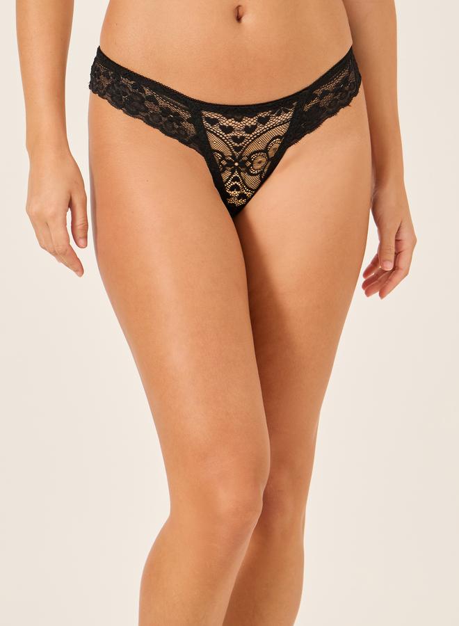 Take Two Solid Lace Padded Wired Bra and Bikini Briefs Set - Image 4