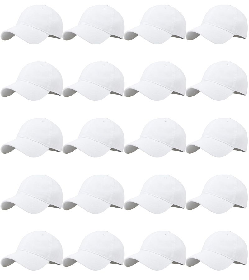 LYDTICK 20 Pack Baseball Cap Blank Trucker Hats Bulk Wholesale Hats Adjustable Plain for Men Women, White - Image 1