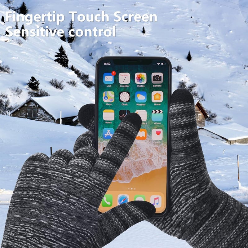 FENELY Women's Winter Warm Touch Screen Gloves Womens Thermal Cable Knit Wool Fleece Lined Glove for Cold Weather - Image 2