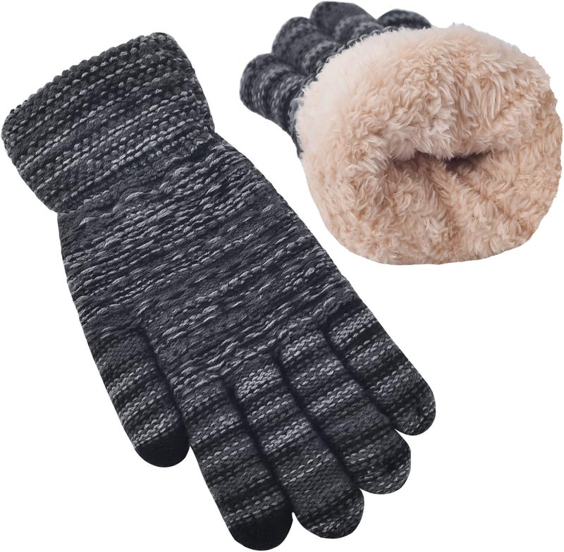 FENELY Women's Winter Warm Touch Screen Gloves Womens Thermal Cable Knit Wool Fleece Lined Glove for Cold Weather - Image 1