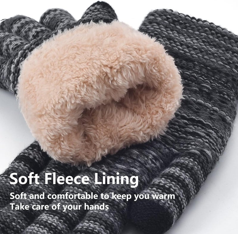 FENELY Women's Winter Warm Touch Screen Gloves Womens Thermal Cable Knit Wool Fleece Lined Glove for Cold Weather - Image 3