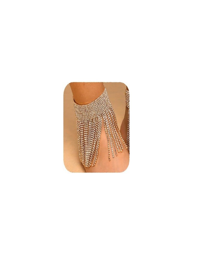 YERTTER 1pcs Wedding Full Rhinestone Anklet Tassel Dangle Bangle Anklet Sparkly Adjustable High Heel Anklet Chain Accessories for Women - Image 1