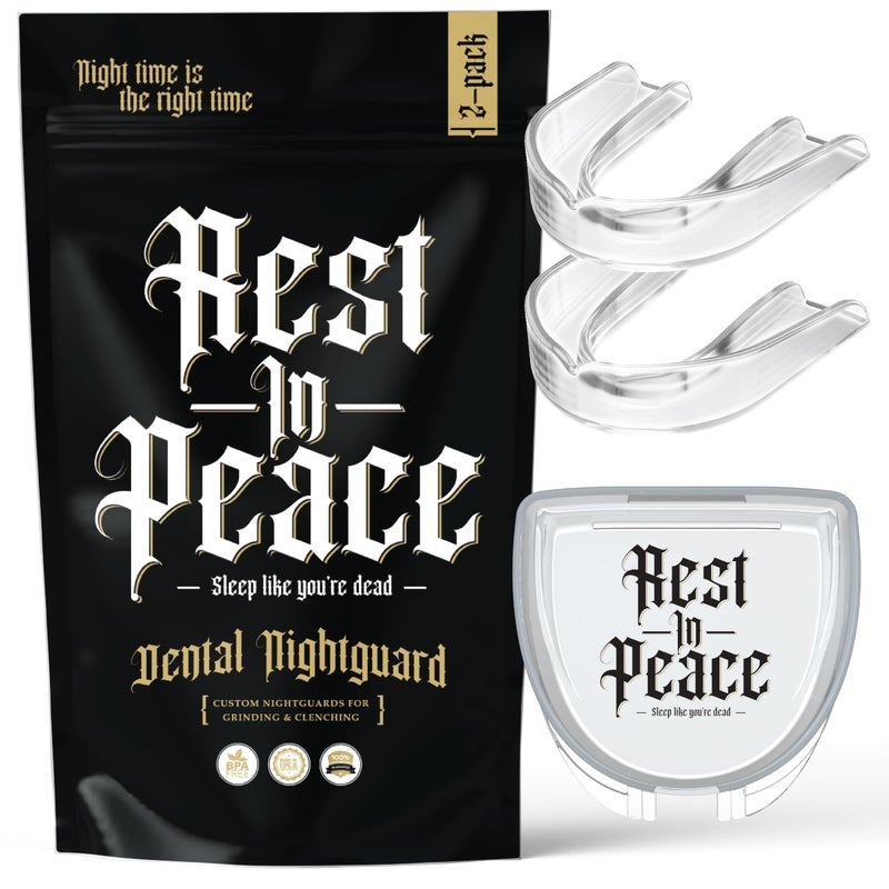CUSTMBITE Rest in Peace Night Guard - Pack of Two Moldable Mouth Guard for Teeth Grinding Clenching Bruxism (Clear) - Image 1
