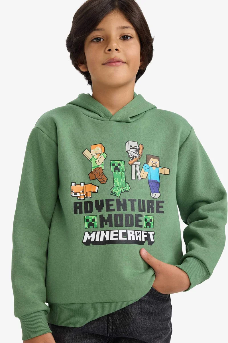 ديفاكتو New Regular Fit Minecraft Licensed Hooded Sweatshirt