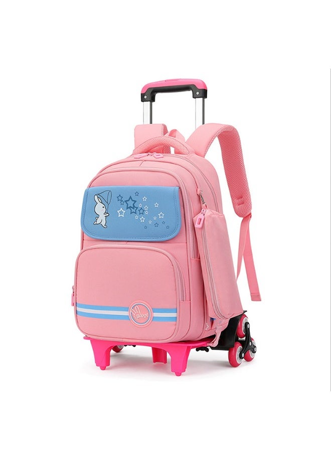 JCB CHIC Kids Rolling Backpacks Fashion Printed Trolley School Bags Large Capacity Wheeled Kids' Luggage Bag for Elementary Boys Girls Schoolbag 