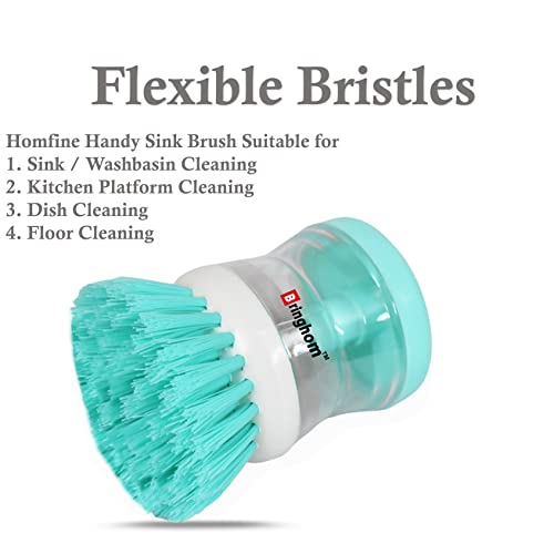 Bringhom Sink & Dish Cleaning Brush with Soap Dispenser Use for Kitchen Utensils, Washbasins, Sink, Floor Cleaning (Plastic, 1U) -Color May Vary - Image 3