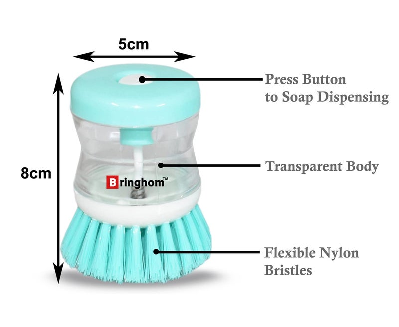 Bringhom Sink & Dish Cleaning Brush with Soap Dispenser Use for Kitchen Utensils, Washbasins, Sink, Floor Cleaning (Plastic, 1U) -Color May Vary - Image 2
