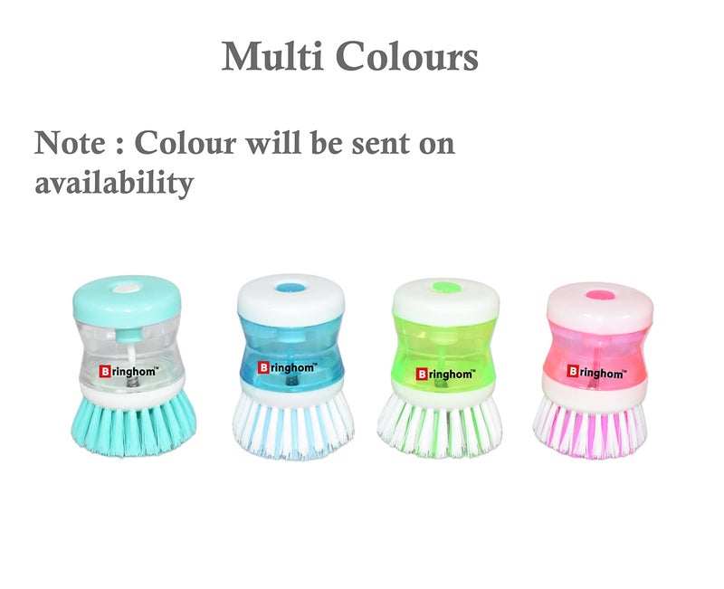 Bringhom Sink & Dish Cleaning Brush with Soap Dispenser Use for Kitchen Utensils, Washbasins, Sink, Floor Cleaning (Plastic, 1U) -Color May Vary - Image 5