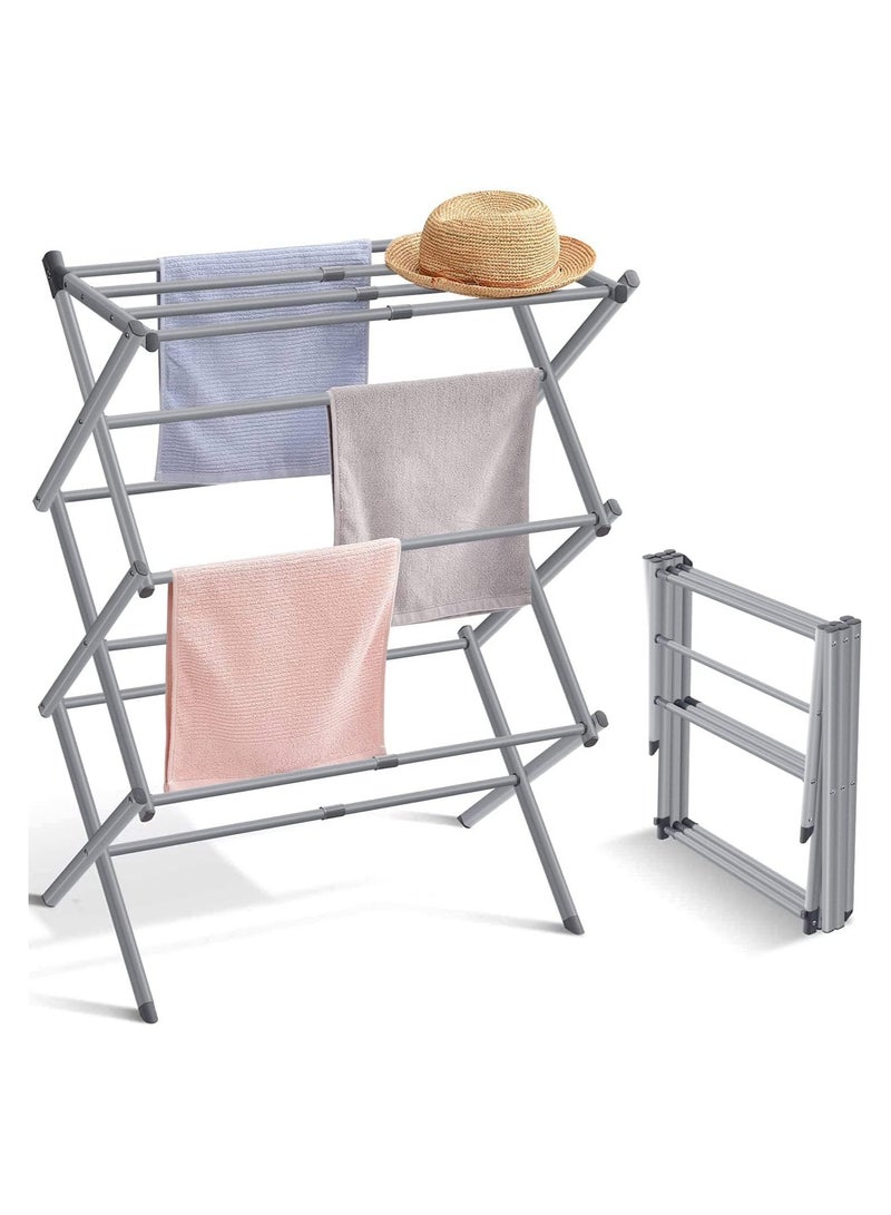 Dubkart Expandable and Foldable Clothes Drying Stand, Clothes Rack for Air Drying Clothing, Sturdy Durable Clothes Dryer, Laundry Drying Stand for Indoor, Outdoor, Balcony, Grey - Image 1