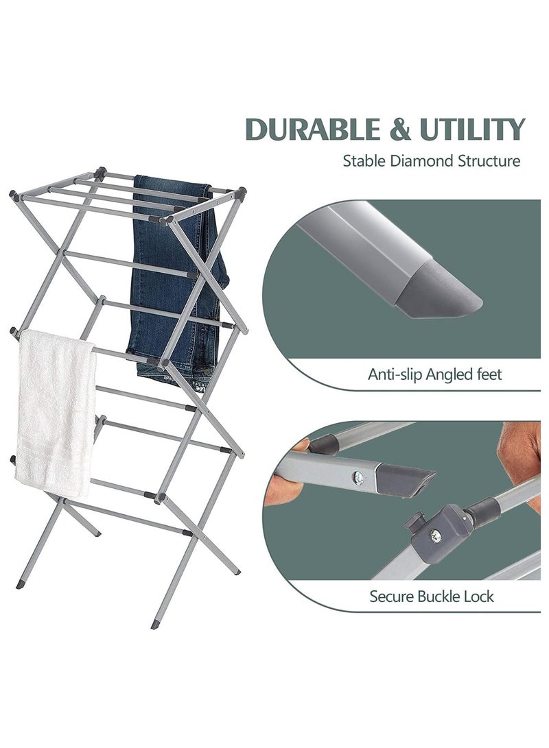 Dubkart Expandable and Foldable Clothes Drying Stand, Clothes Rack for Air Drying Clothing, Sturdy Durable Clothes Dryer, Laundry Drying Stand for Indoor, Outdoor, Balcony, Grey - Image 4