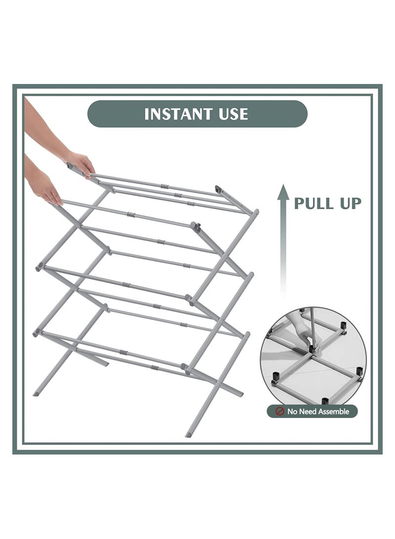 Dubkart Expandable and Foldable Clothes Drying Stand, Clothes Rack for Air Drying Clothing, Sturdy Durable Clothes Dryer, Laundry Drying Stand for Indoor, Outdoor, Balcony, Grey - Image 2