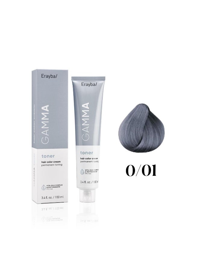 Erayba Gamma Toner Hair Color Cream  -100ml  (0/01-ash no-copper ) - Image 1