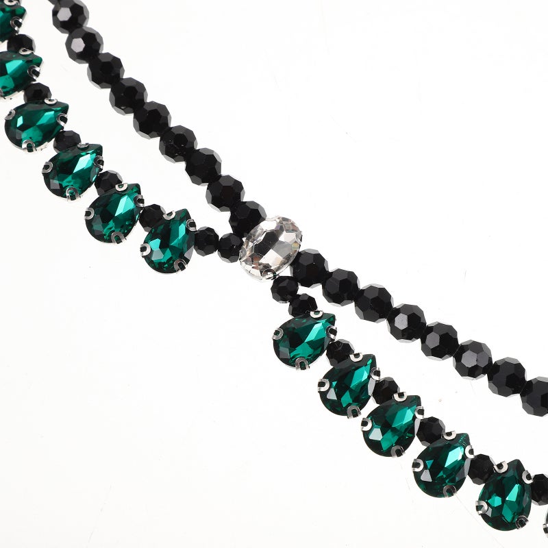 Women’s Rhinestone Chain Belt: Elegant Green Waist Jewelry - Rhinestone Coated Dress Belt - Adjustable Metal Cowgirl Chain for Western Outfits - Image 3