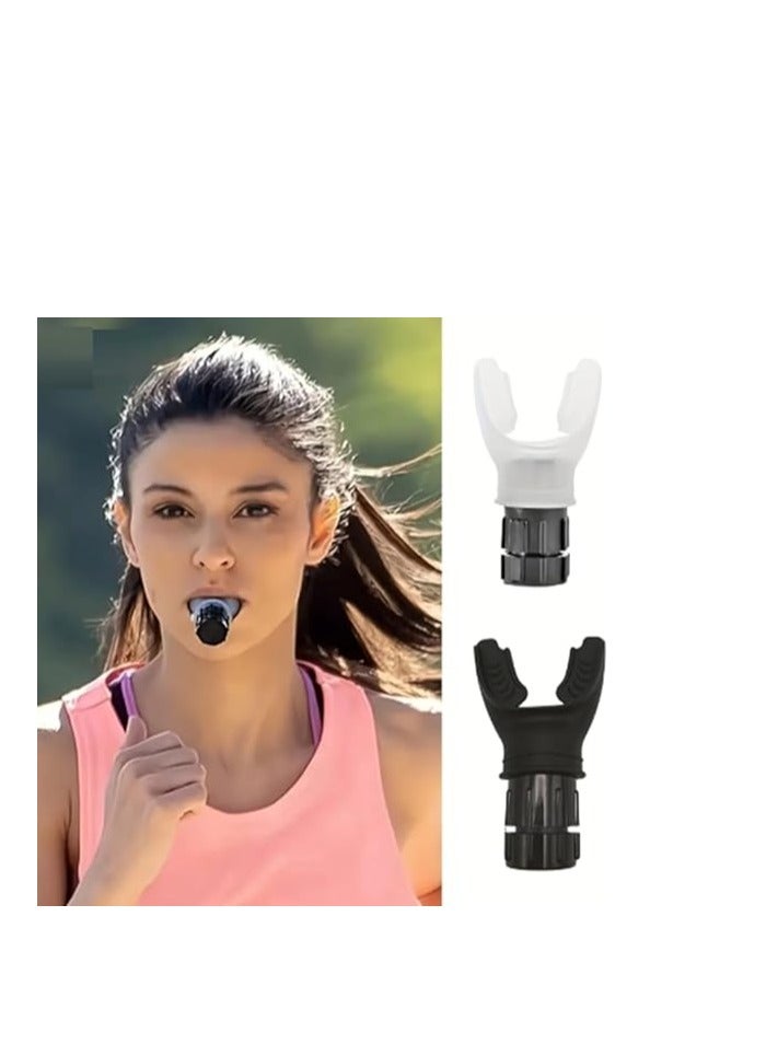 جهاز تدريب التنفس لمقاومة التنفس، وسعة رئة وتنفسية قابلة للتعديل، وأداة للعناية بالوجه والبطن باللون الأسود - Image 1