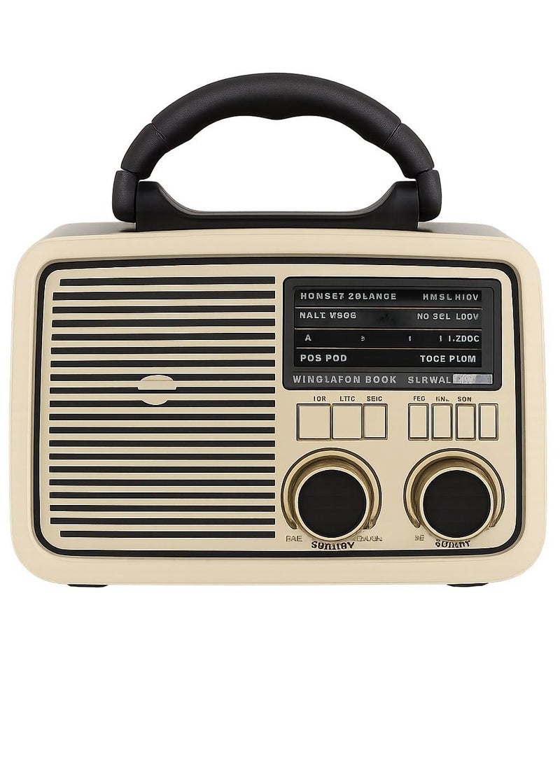 Classic Portable Bluetooth Radio – USB/TF Playback, Lithium Battery, Solar Charging, FM, AUX, with Built-in Lighting. - Image 1
