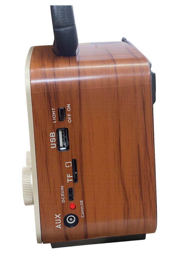 Classic Portable Bluetooth Radio – USB/TF Playback, Lithium Battery, Solar Charging, FM, AUX, with Built-in Lighting. - Image 2