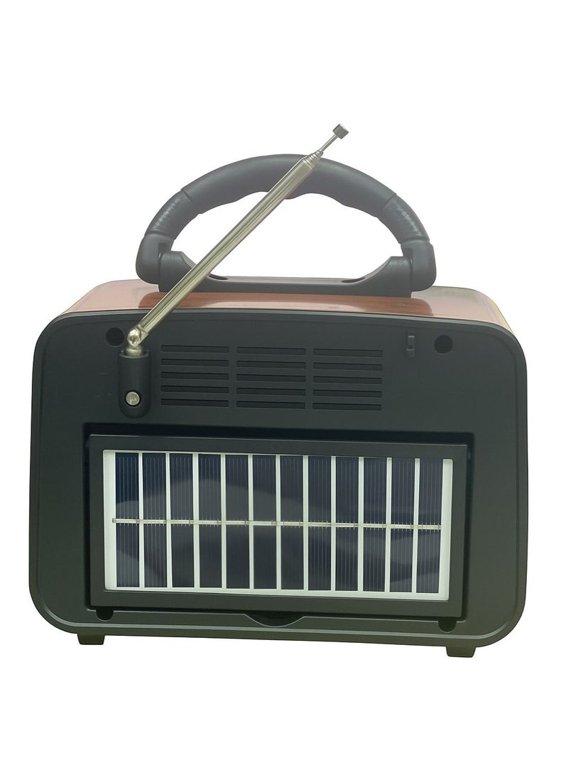 Classic Portable Bluetooth Radio – USB/TF Playback, Lithium Battery, Solar Charging, FM, AUX, with Built-in Lighting. - Image 4