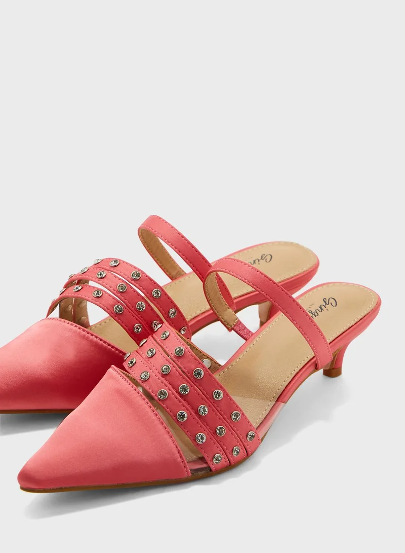 Ginger Strapped Heeled Mules