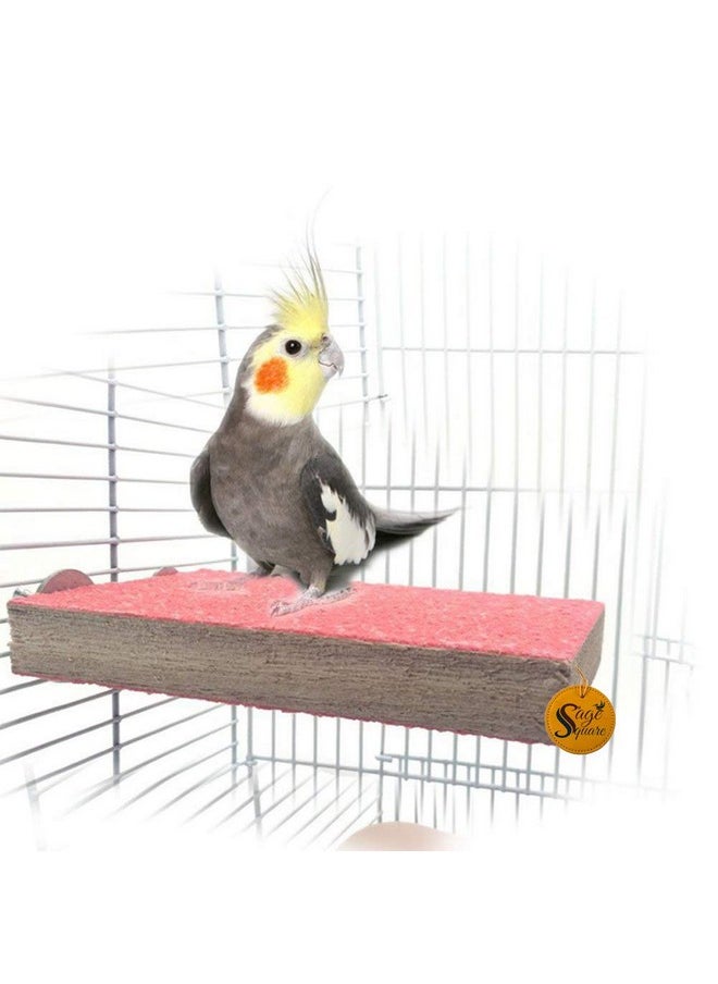 Sage Square 9 X 4.5 Bird Parrot Perch Stand Claw-Grinding Board Pet Toys (Random Colour) Household Items  - Image 1