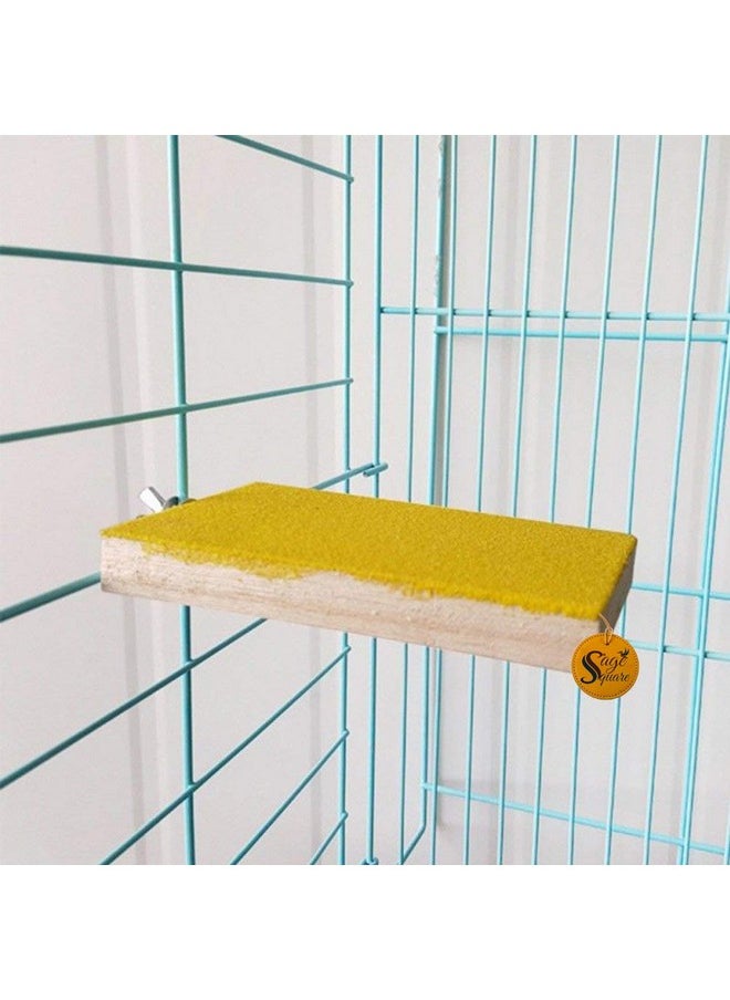Sage Square 9 X 4.5 Bird Parrot Perch Stand Claw-Grinding Board Pet Toys (Random Colour) Household Items  - Image 2