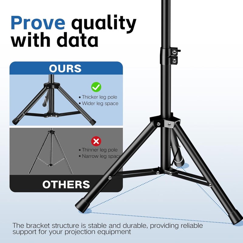 REHOSEUP Projector Stand- Laptop Stand Adjustable Height 21 to 55 Inch,Projector Tripod with Phone Holder,Tripod for Projector,DJ Equipment,Projector Stand for Outdoor Movies,Office, Home, Stage or Studio… - Image 4