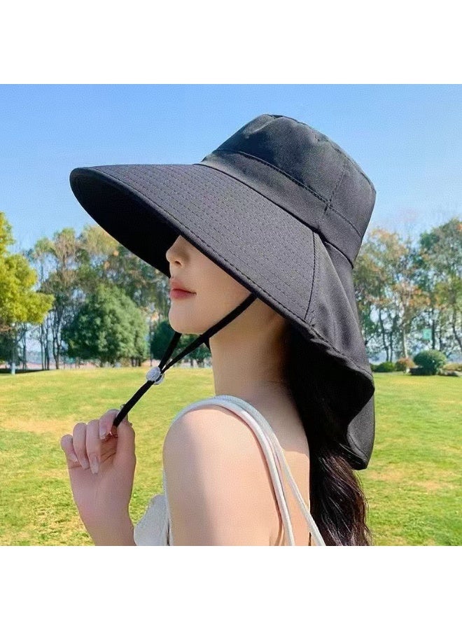 قبعة شمسية نسائية متعددة الاستخدامات للأنشطة الخارجية - قبعة صيفية واسعة الحواف مع حماية من الأشعة فوق البنفسجية وغطاء للرقبة