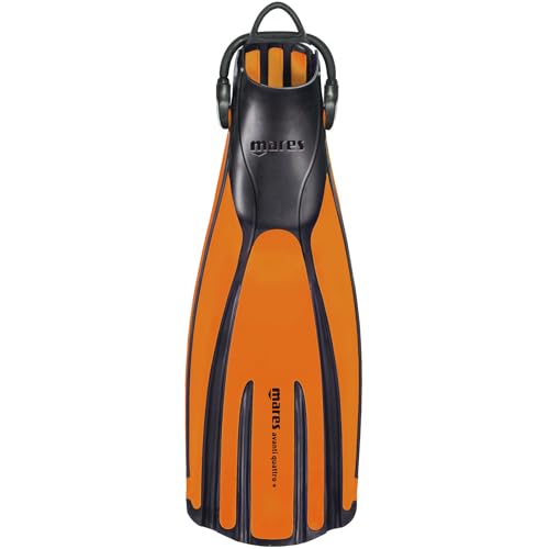 Mares Unisex Adults Avanti Quattro Diving Fins Durable Efficient Versatile OpenHeel Scuba Fins with FourChannel Design Bungee Strap Orange Regular - Image 1