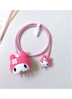 Generic Cartoon 3D Design Protective Case for 20W iPhone USB-C Power Adapter Charger Cartoon Lightning Data Cable Case for iPhone Charger Pink  - Image 1