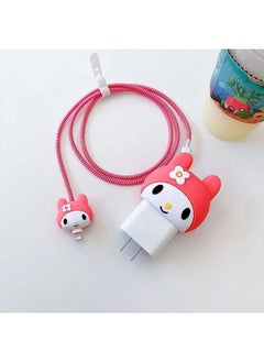 Generic Cartoon 3D Design Protective Case for 20W iPhone USB-C Power Adapter Charger Cartoon Lightning Data Cable Case for iPhone Charger Pink  - Image 4