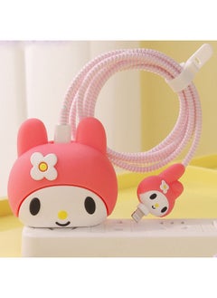 Generic Cartoon 3D Design Protective Case for 20W iPhone USB-C Power Adapter Charger Cartoon Lightning Data Cable Case for iPhone Charger Pink  - Image 5