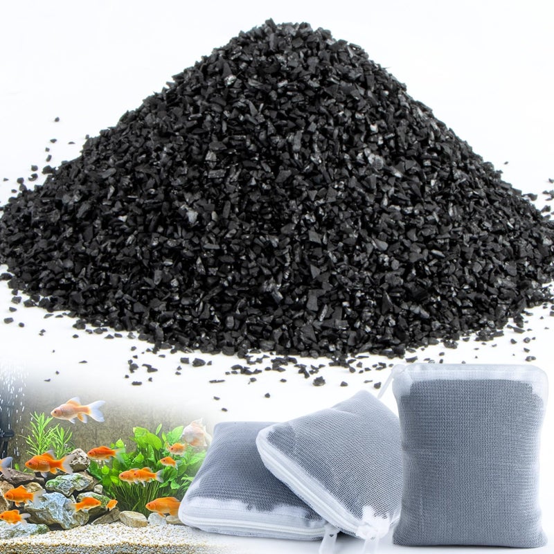 MAQIHAN 0.9 LB Activated Charcoal Pellets - Activated Carbon Aquarium Filter Media Charcoal Pellets for Fish Tank Supplies Media Bags for Aquarium Coconut Shell Charcoal (410G, 3 Nylon Bags) - Image 1