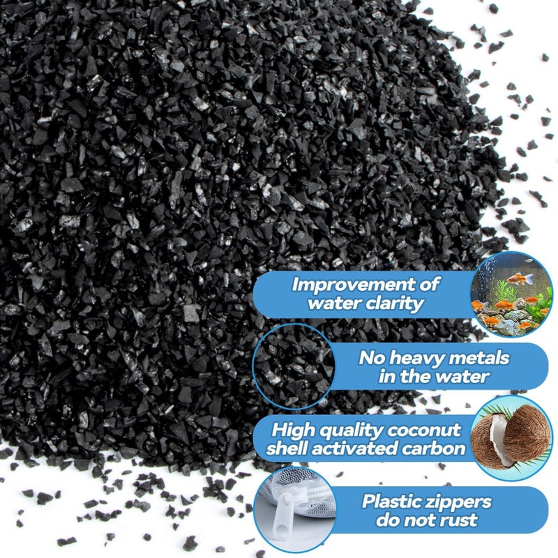 MAQIHAN 0.9 LB Activated Charcoal Pellets - Activated Carbon Aquarium Filter Media Charcoal Pellets for Fish Tank Supplies Media Bags for Aquarium Coconut Shell Charcoal (410G, 3 Nylon Bags) - Image 3