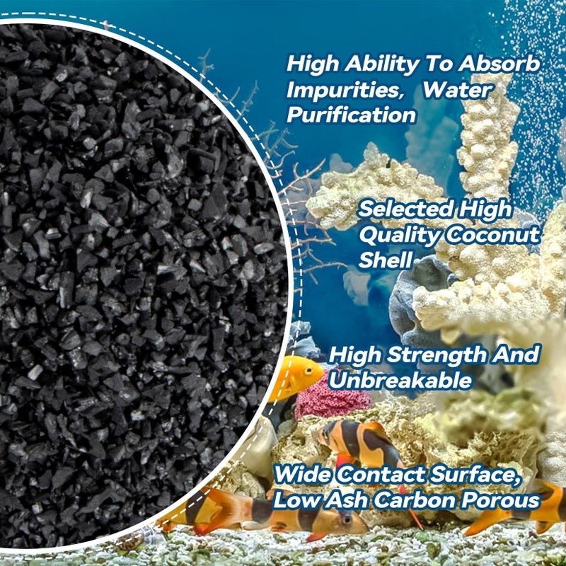 MAQIHAN 0.9 LB Activated Charcoal Pellets - Activated Carbon Aquarium Filter Media Charcoal Pellets for Fish Tank Supplies Media Bags for Aquarium Coconut Shell Charcoal (410G, 3 Nylon Bags) - Image 4