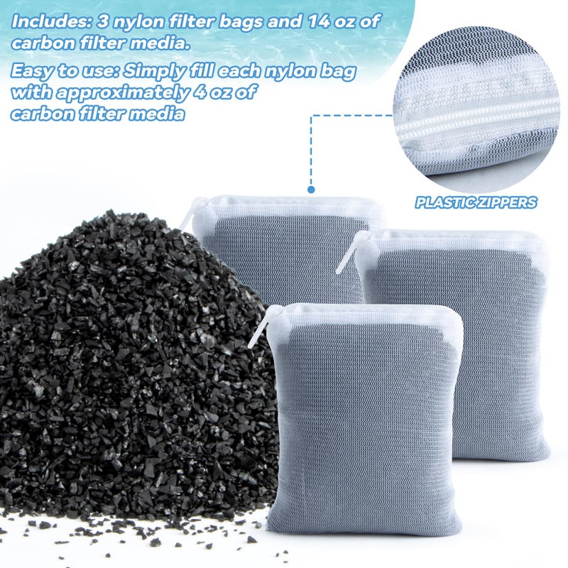 MAQIHAN 0.9 LB Activated Charcoal Pellets - Activated Carbon Aquarium Filter Media Charcoal Pellets for Fish Tank Supplies Media Bags for Aquarium Coconut Shell Charcoal (410G, 3 Nylon Bags) - Image 2
