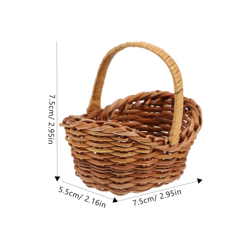 STOBAZA 4 Pcs Tiny Miniature Rattan Baskets with Handles Mini Woven Basket for Crafts Dollhouse Accessories Photography Props, Wedding Party Favors Crafts Decor - Image 2