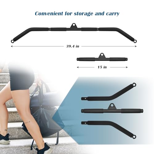 Prebene Lat Pull Down Bar, Dual Hook Bar Cable Attachment, Heavy Duty Gym Bar for Cable Machine, Suit for Resistance Band Training, Home Exercise - Image 5