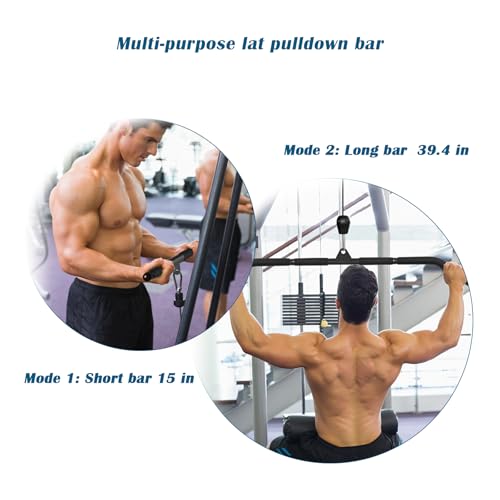 Prebene Lat Pull Down Bar, Dual Hook Bar Cable Attachment, Heavy Duty Gym Bar for Cable Machine, Suit for Resistance Band Training, Home Exercise - Image 2
