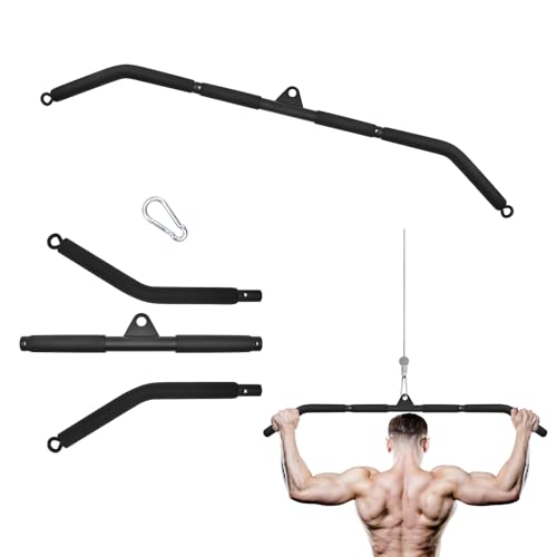 Prebene Lat Pull Down Bar, Dual Hook Bar Cable Attachment, Heavy Duty Gym Bar for Cable Machine, Suit for Resistance Band Training, Home Exercise - Image 1