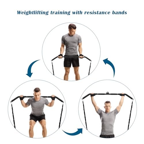 Prebene Lat Pull Down Bar, Dual Hook Bar Cable Attachment, Heavy Duty Gym Bar for Cable Machine, Suit for Resistance Band Training, Home Exercise - Image 3