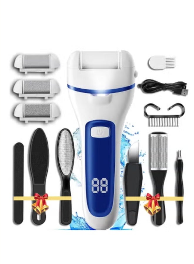 general Electric Foot Callus Remover, Rechargeable Portable Electronic Foot File Pedicure Kits, Waterproof Foot Scrubber File, Professional Pedicure Tools,3 Rollers - Image 1