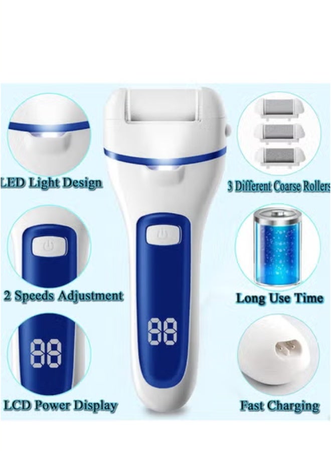 general Electric Foot Callus Remover, Rechargeable Portable Electronic Foot File Pedicure Kits, Waterproof Foot Scrubber File, Professional Pedicure Tools,3 Rollers - Image 2